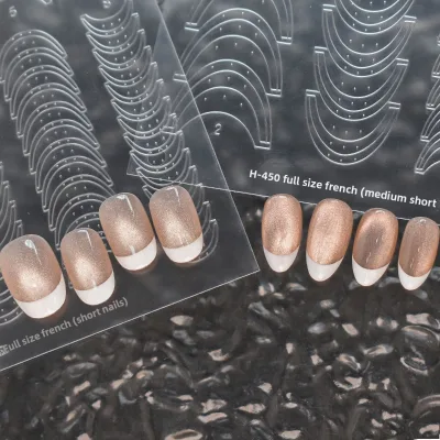 New Full-size Transparent French Nail Stickers Spray Paste Nail Templates Short Long Armor Oval Diy French Design