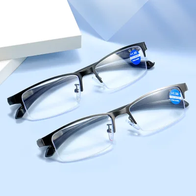 Rectangle Alloy Metal Anti Blue Ray Half Frame +2.00 Gafas Lectura 2023 8050 Woman Man Reading Glass Glasses
