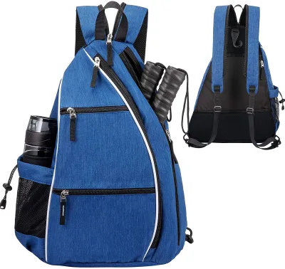 Custom Pickleball Paddle Backpack Adjustable Crossbody Sling Bag for Tennis & Racketball with Water Bottle Holder Padded Storage