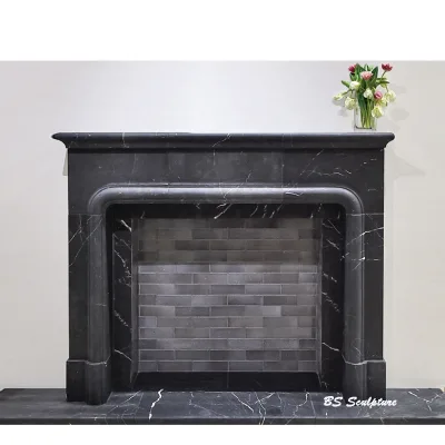 Simple Black Marble Fireplace Mantel Nero Marquina Stone Fireplace Surround Indoor Villa Home Decorati