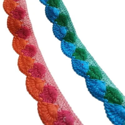 New 2.7CM Hand-crocheted Color-blocked Wavy Lace Ribbon Dress Hem, Sweater, Hat, Shoe and Hat Decoration