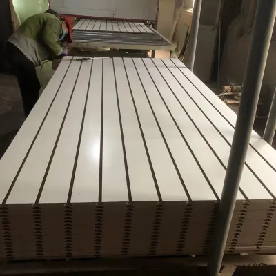 Cheap 15-18mm Melamine Board for Supermarket Display 4x8ft Panel Faced Slotted MDF Wholesale Slatwall Panel