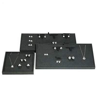 Deluxe JUE XIN Dark Grey Jewelry Display Tray-Eco-friendly PU Leather for Luxury Boutiques and Accessories