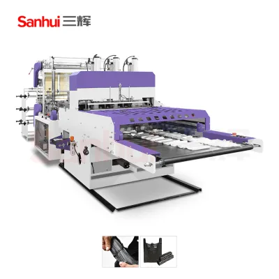 Automatic 6 Line Garbage Bag Machine High Speed Motor Servo Control Punching Hot Seal Cold Cut for Plastic Bag Factory