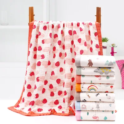 Customize Printed Eco-friendly Baby Breathable Soft Baby Muslin Wraps Bamboo Cotton Baby Swaddle Blankets