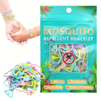 Colorful Eco-Friendly Silicone Mosquito Repellent Bracelets Waterproof 12 Hours Protection Natural Insect Control Fun Shapes for