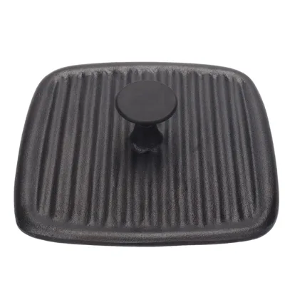 Pre-seasoned Square Cast Iron Flat Grill Press Tortilla Press Cookware for Grills Bbq Outdoor Kitchen