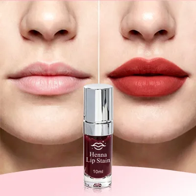 10ml Natural Henna Matte Lip Stain, Vegan Plant Semi-Permanent Lip Liquid Tint, Multiple Color Shade ODM OEM Brand Customization