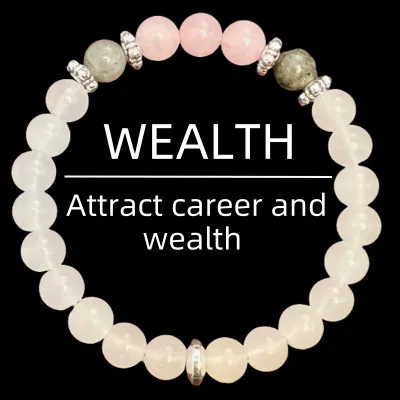 Yoga Gift Crystal Bracelet Energy Healing Crystal Natural Stone Bracelet Wholesale Rose Quartz Sunstone Beaded Bracelet