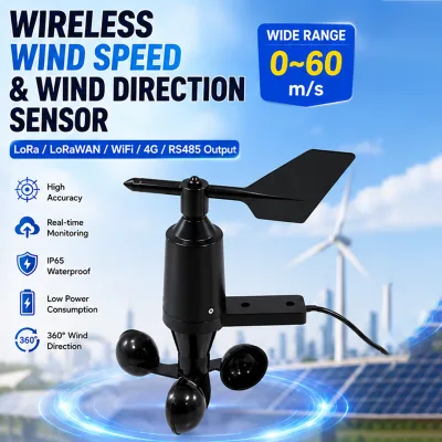 RS485 Modbus 4-20mA Meteorological Weather Station 0~60m/s Integrated Wind Speed and Direction Sensor Anemometer Transmitter