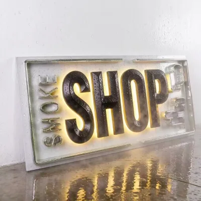 22 Inch Waterproof LED Smoke Shop Sign Hanging Wall Mount for Storefront Window Café Supermarket Illuminated Lettering