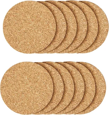 Cork Round Edge Coasters Extra Thick Wooden Drink Coaster 4 Inch Diameter Reusable Cork Coasters With Lip for Drink