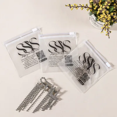 Custom Logo Clear PVC Jewelry Storage Zipper Bag, Jewelry & Cosmetic Bag, Resealable Silver Jewelry & Pen Bag Packaging Bag