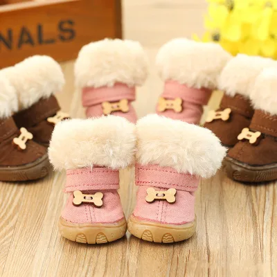 Wholesale Cute Winter Warm Heated Stuffed Dog Foot Small Medium Protector Ice Animal Boots