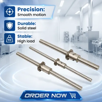 Left-Handed Milled Thread SFUL3210 Ball Screw Nut for CNC Machining Parts Precision Steel Ball Lead Screw With Bearing&Nut Cap