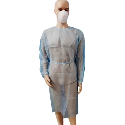 Economical Lightweight Breathable Dust Proof Anti-Chemical PP+PE Film Isolation Gown