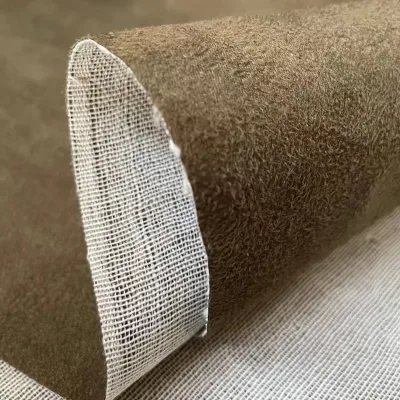 100% Polyester Suede Bonded Softshell Fabric Plain Style Woven for Sofa Shoes Blackout Feature Warp Knitted Type