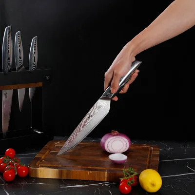 5 Piece Universal Culinary Kitchen Knife Set Stainless Steel Chef Fruit Paring Knives with Display Wood Stand Block Holder