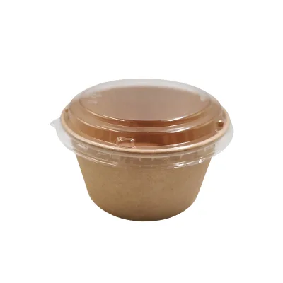 Disposable Kraft Paper Plate Bowl Heatable Induction Friendly for Salad Noodles Pizza Cookies Hamburgers Stamped Lid
