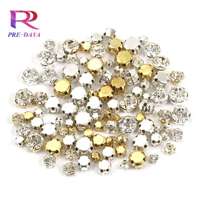 Sew-On 4-Hole Round Glass Rhinestones 6mm Loose for Bags Shoes Garments & DIY Crafts