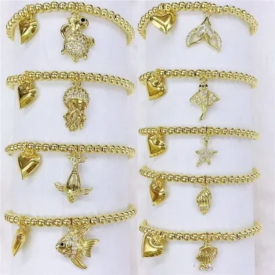 CH-CKT0599 Plating copper beads bracelet,Clear cz small charms bracelet,Summer styles jewelry wholesale