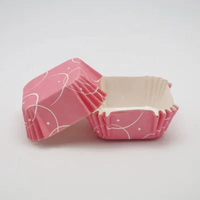 Wholesale Custom Printed Baking Cup Liners square pink Cupcake Liners