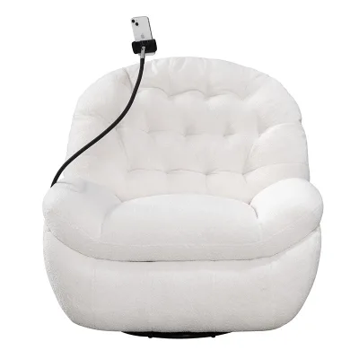 HOMERS Modern Upholstered Armless Rocker Swivel Recliner Chair Extendable Massage Remote Control Solid Wood Frame Phone Holder