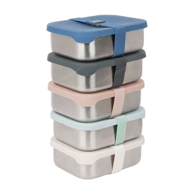 Bpa Free Leakproof Silicone Lid Stainless Steel Snack Tiffin Lunch Bento Kids School Children Lunch Box