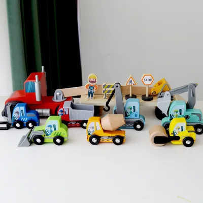 Montessori Wooden Vehicle Wooden Transportation Car Simulation Model Engineering Car Inertia Car Sense Training