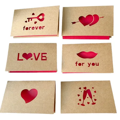 Valentines Vintage Laser CX20230107-1 Art Paper Greeting Card Offset Printed Varnished Surface Love You Envelope Birthday