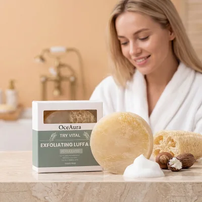 OCEAURA Soap Bath Soap Mild Moisturizing Exfoliating Nourishing Smoothing Daily Body Care Loofah Cleaning Soap Pocket Loofah