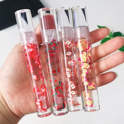 Popular Lip Oil Fruit Lip Gloss Custom Low MOQ  Enlarger Watery the Lips Moisturizing Vegan Jelly Transparent Liquid Lipstick