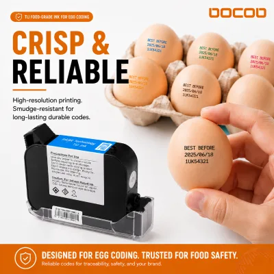 High-Safety DOCOD Tij Food Grade Ink Multiple Colors Plug and Print Cartridge for Egg Fresh Produce Traceability Marking