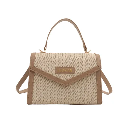 HY198 New Arrival Summer Straw Woven Woman Handbags Ladies Flap Crossbody Bags Crossbody Bucket Shaped Fashion Handbags