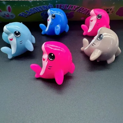 Flash Shark LED Jelly Ring Glowing Squeeze Light up Led Finger Ring