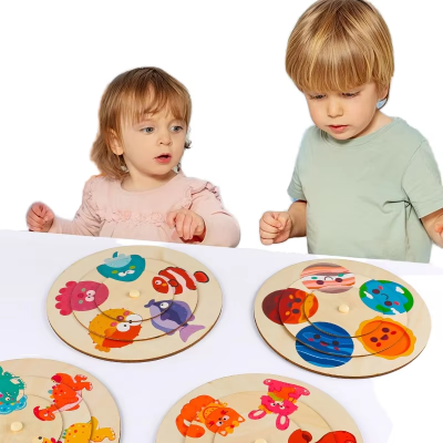 Wooden Matching Puzzles Fine Motor Skill Birthday Gift Animal Shape Wooden
