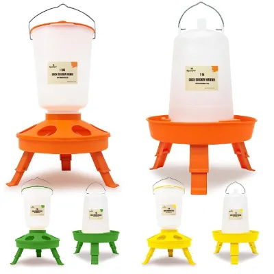 New Design Chicken Feeders and Drinkers with Legs Auto Drinking System Plastic Red/Yellow