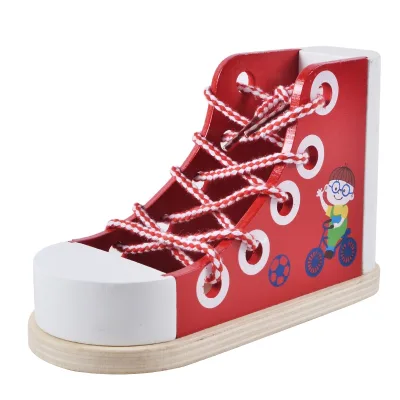 Elisyia New Educational Baby Toys Wool Sports Shoes Preschool Tie Shoelaces Sewing Weaving Toys for Boys Girls