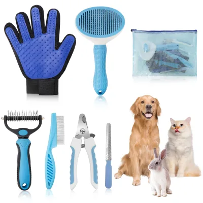 OEM ODM Manufacturer Pet Hair Dematting Deshedding Grooming Brush 9-In-1 Pet Grooming Kit