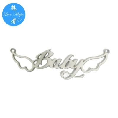 Angel Baby Wing Polished Two Hole Stainless Steel Jewelry Charm Connector Fashion Jewel Findings