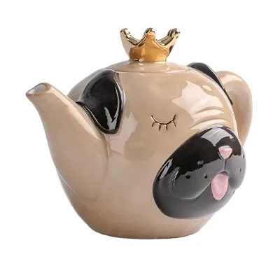 Hand Painted Decorative Bulldog Shape Ceramic Tea Pot