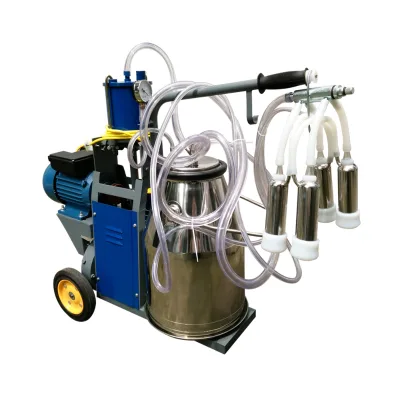 Cow and Goat Cluster Portable Piston Double 25L Buckets/tank Milking Machine on Selling