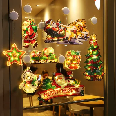 Christmas Suction-Cup LED String Lights Plastic IP44 Indoor Window Display Decorative Festive Hanging Lights Animal Zodiac