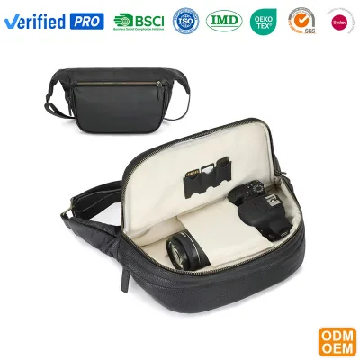 Custom PU Crossbody DSLR Camera Sling Bag Photography Camera Bag Stylish Camera Shoulder Bag for Outdoor Travel Photography