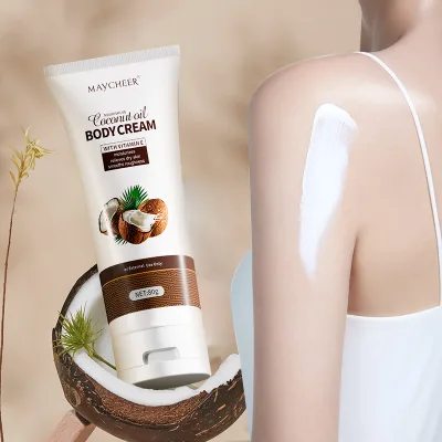 Custom Logo Lightweight Brightening Soothing Lightening Body Cream Moisturizing Nourishing Whitening Coconut Body Lotion 80g