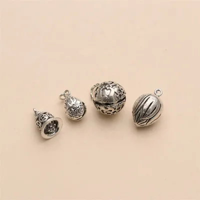 Wholesale Antique Silver Copper Metal Flower Bell Pendant Jewelry Key Chain Necklace Charm