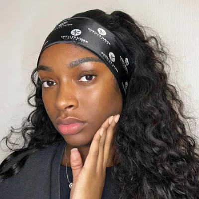 Luxury Custom Logo Satin Headband Lace Melting Velcro Spa Wrap Makeup Women Washing Face Adjustable