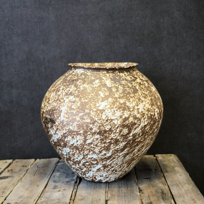 Jingdezhen Wabi Wind Old Pottery Pot Ceramic Vase Retro and Old Ornaments Coarse Pottery Jar