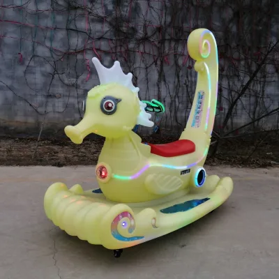 Square Electric Amusement Vehicle Equipment New Dazzling rainbow Seahorse Beibei Bumper Car Double Luminous Car