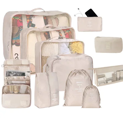8 Piece Packing Cubes Travel Accessories Set Suitcase Organizer with Double Zipper Mesh Top Space-Saving for Travel Accessories